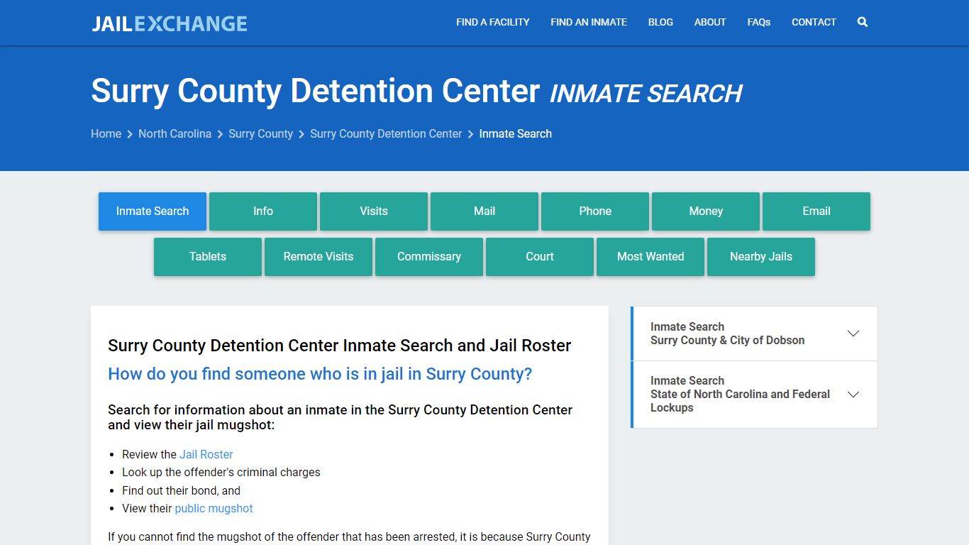 Surry County Detention Center Inmate Search - Jail Exchange